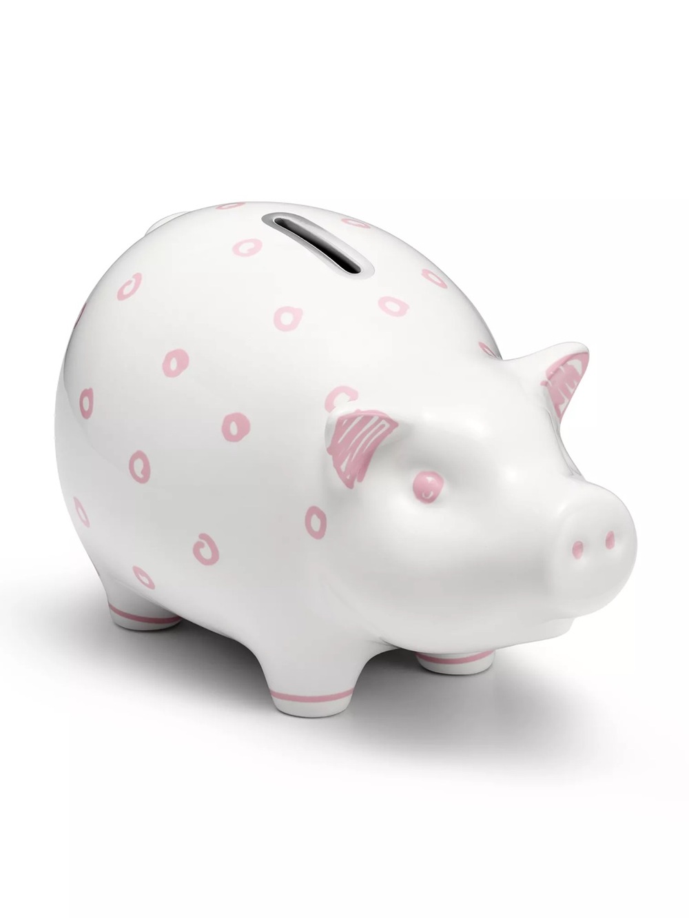 RARE Tiffany & co. Dot Piggy Bank in Earthenware with Pink Accents